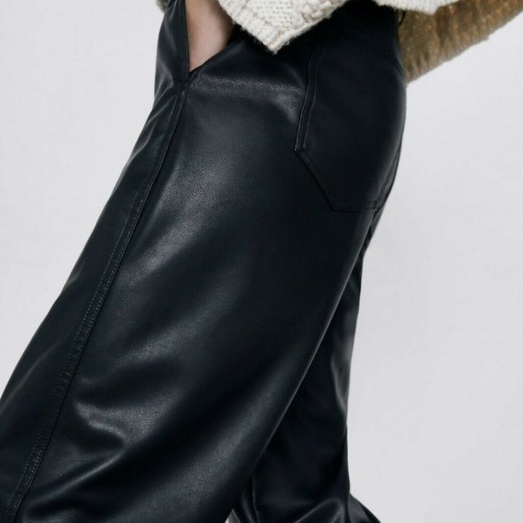 ZARA FAUX LEATHER PANTS - Picture 3 of 9